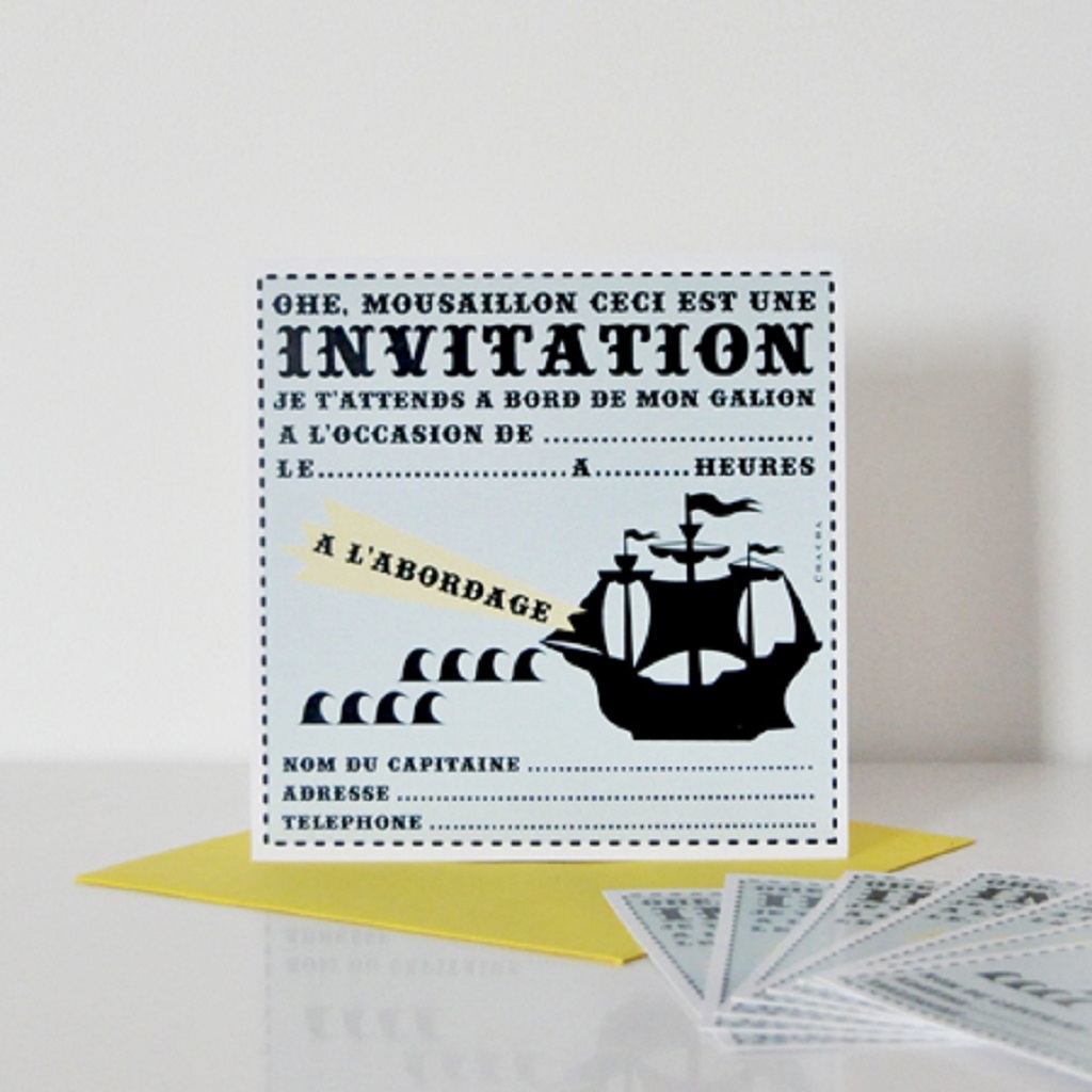 8 Cartons D Invitation Pirate Little Marmaille