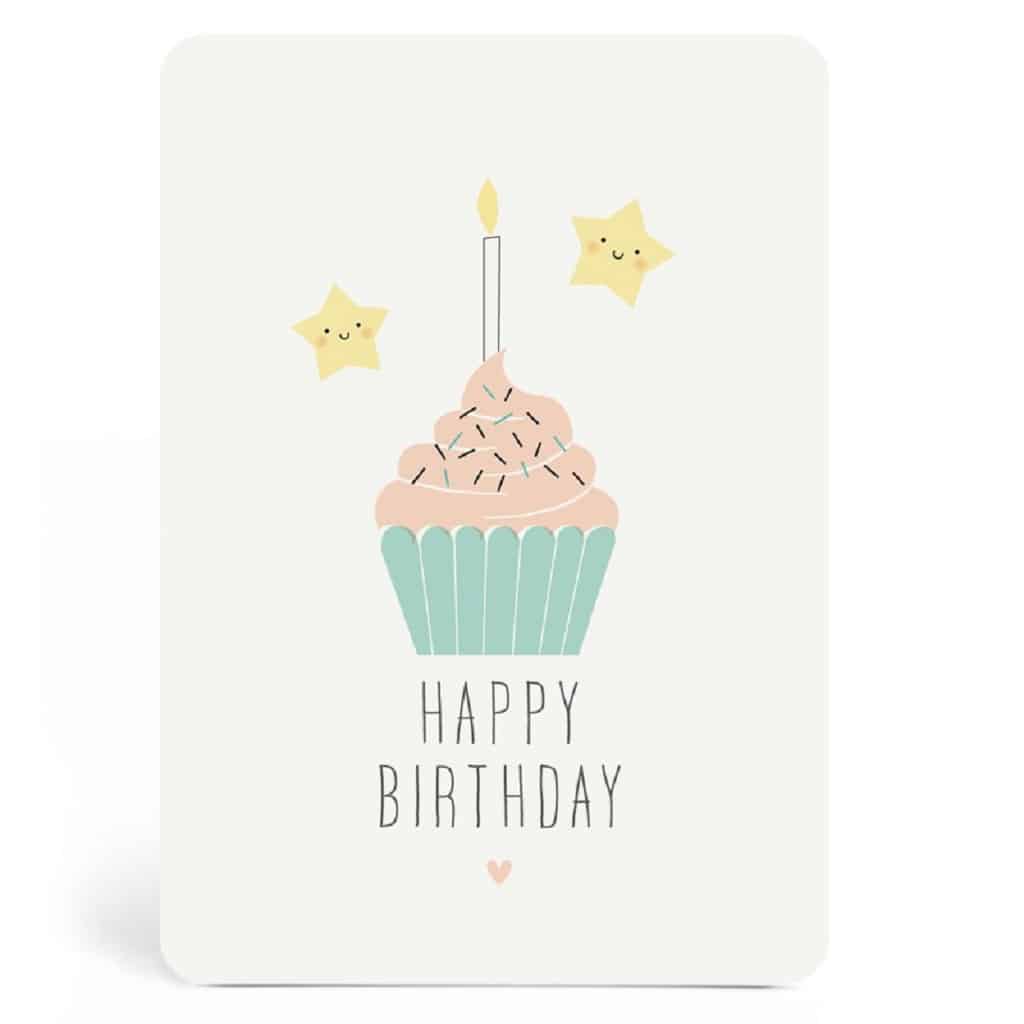 Carte Happy Birthday Cupcake Little Marmaille