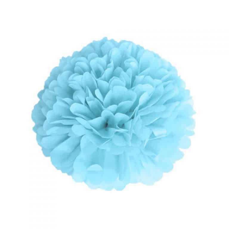 pompom-satin-bleu-dragee-15cm