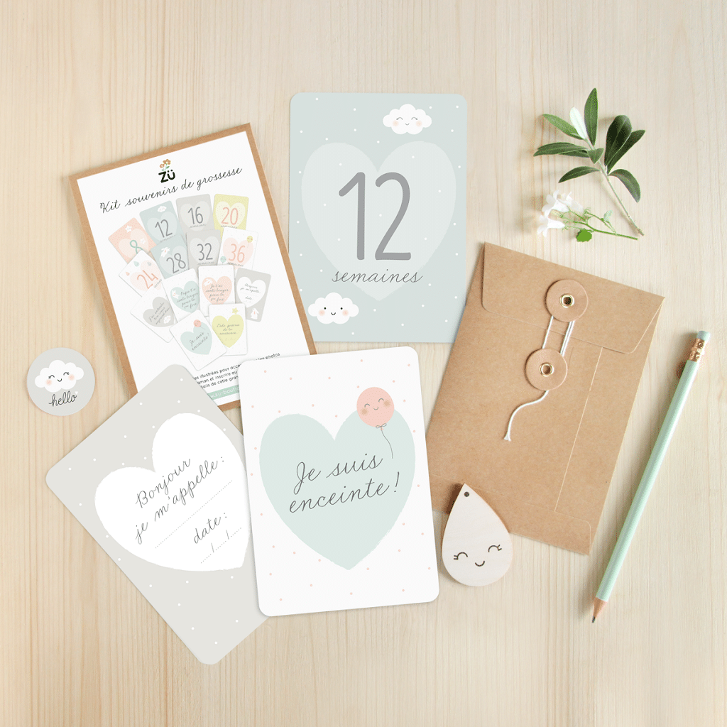 14 cartes Souvenirs De Grossesse Little marmaille