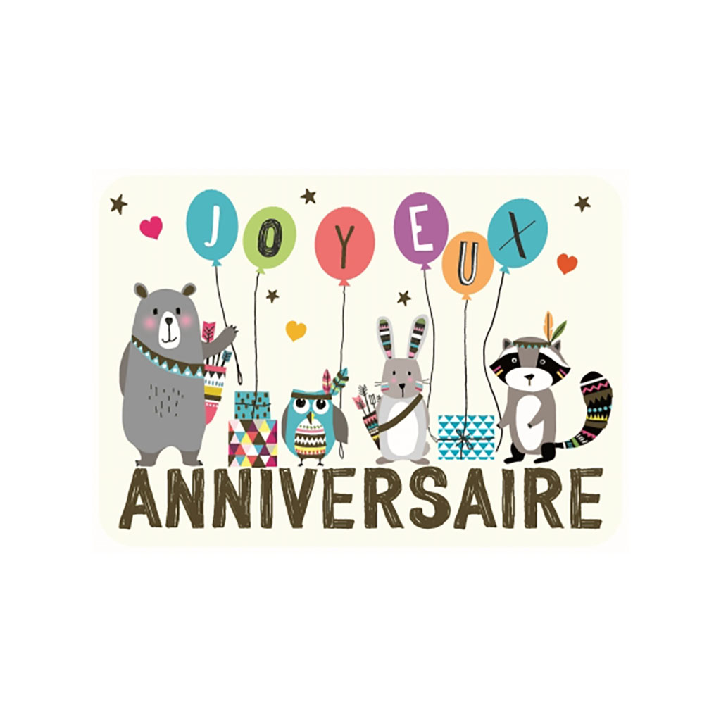 Carte - Joyeux Anniversaire - Animaux De La Forêt