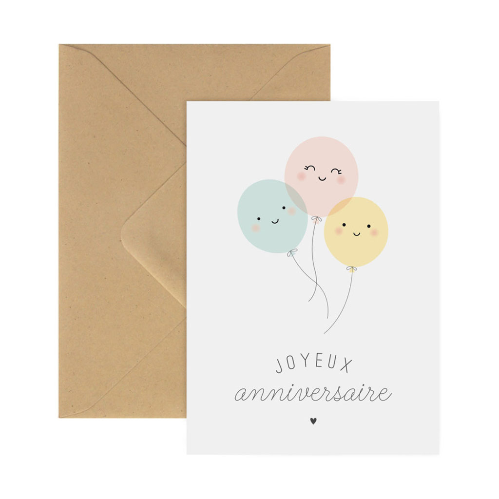 Carte Double Joyeux Anniversaire Ballons Little Marmaille