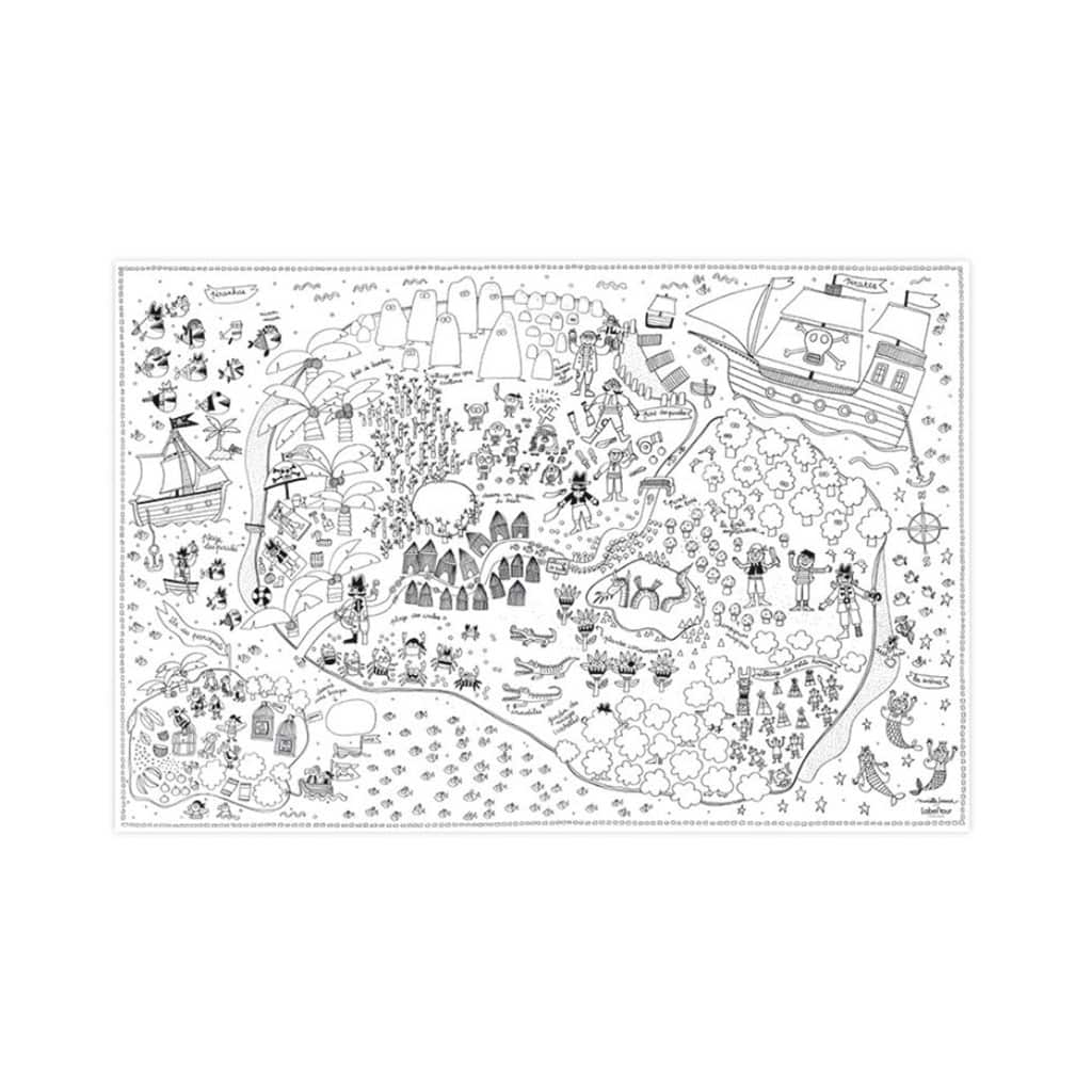 STICKER AUTOCOLLANT POSTER A4 CARTE AU TRESOR DE PIRATE.