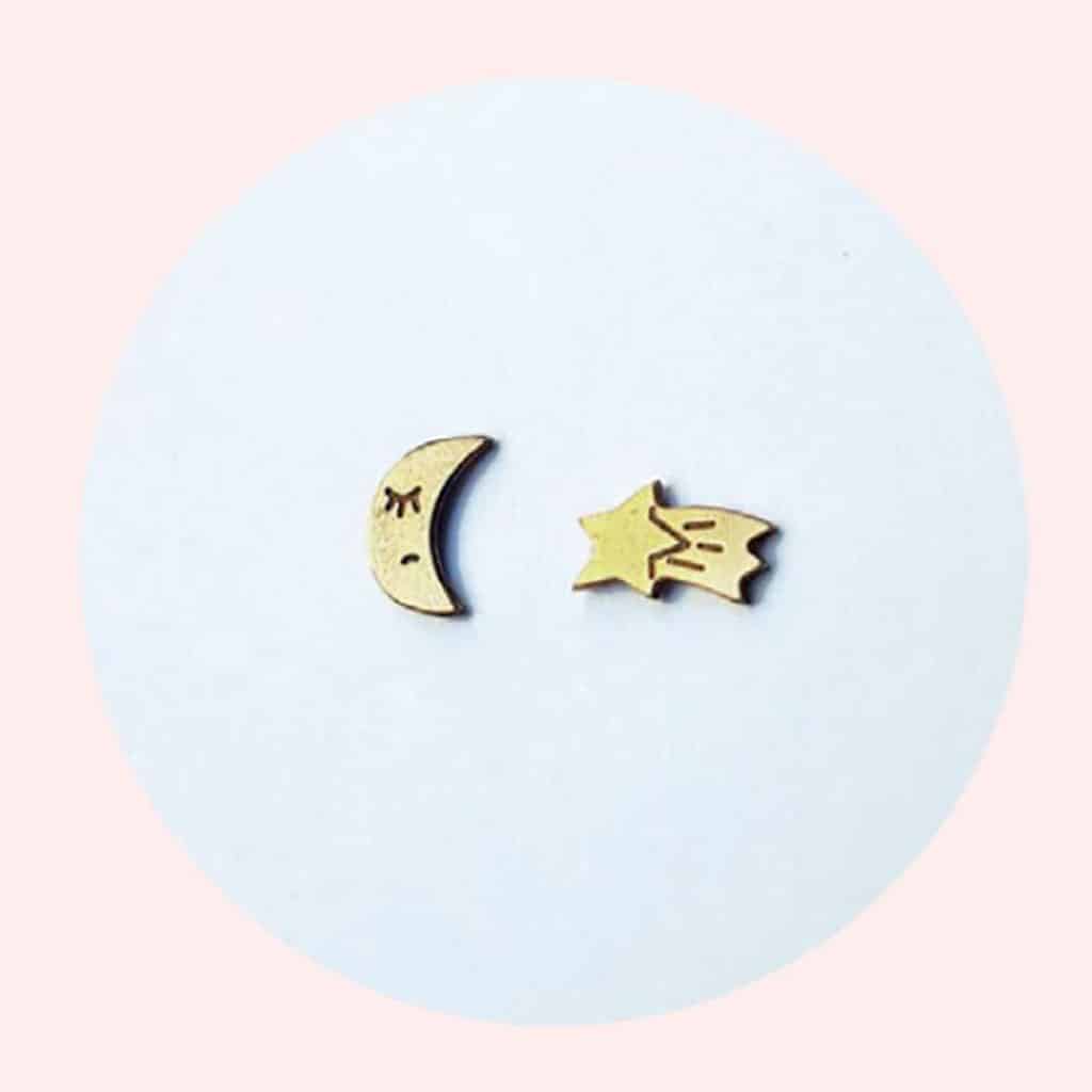 Boucles Doreilles Solo Lune Etoile Filante Adorabili Little Marmaille