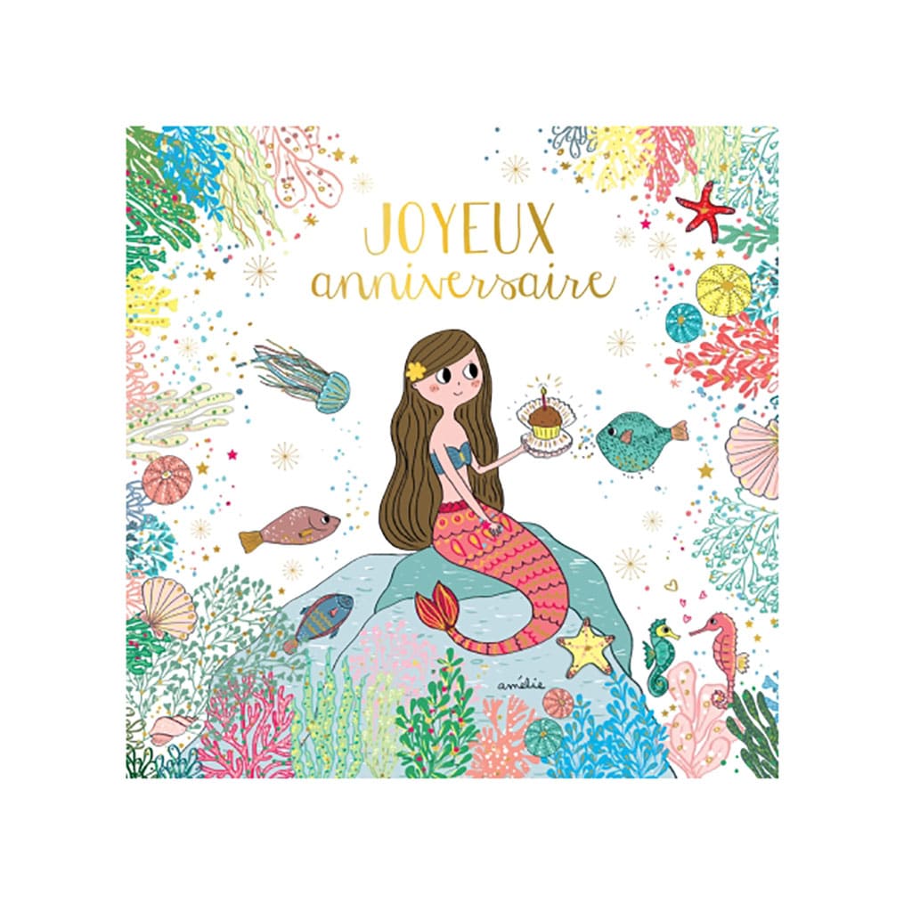 Carte Carre Joyeux Anniversaire Sirene Little Marmaille Carte Carre Joyeux Anniversaire Sirene Little Marmaille