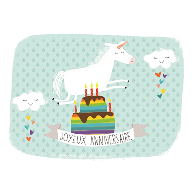 Carte Joyeux Anniversaire Gateau Licorne Little Marmaille