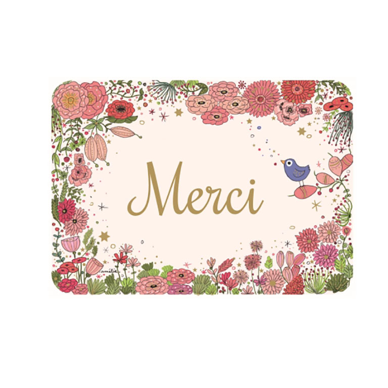 Carte Merci Fleurs Roses Little Marmaille