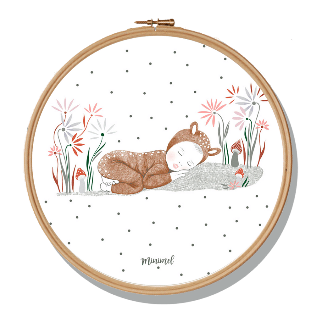 Cadre Rond Bebe Faon Minimel Little Marmaille