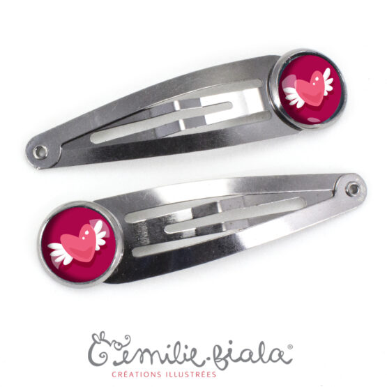 2 Barrettes - Les Minis - Cœur Ailé - Emilie Fiala