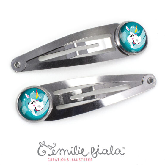 2 Barrettes - Les Minis -Licorne Bleue - Emilie Fiala