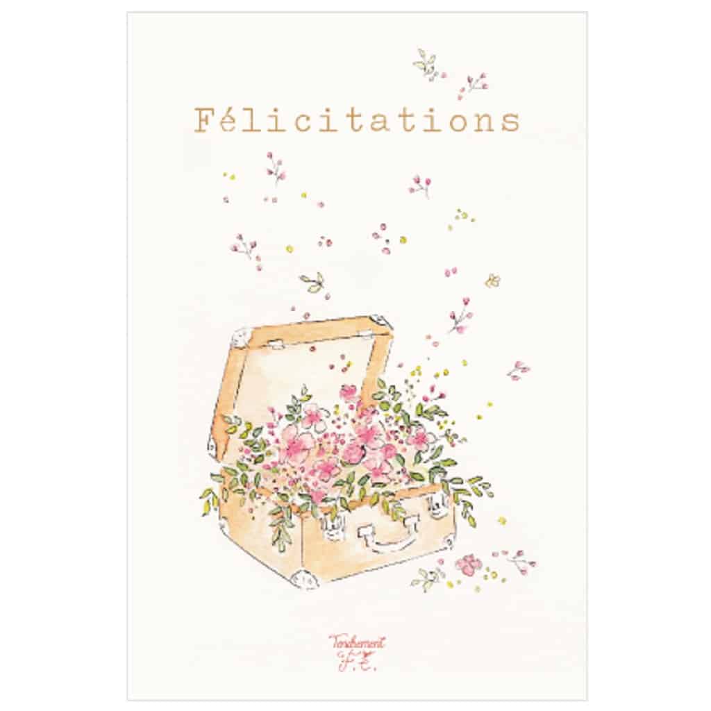 Carte Felicitations Malle Fleurie Little Marmaille Carte Felicitations Malle Fleurie Little Marmaille