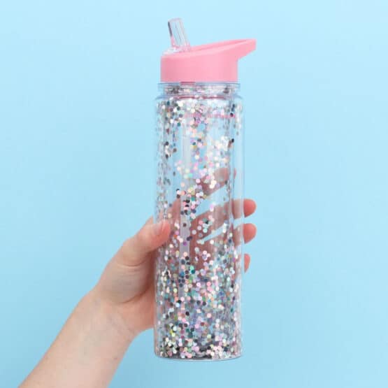 Gourde XL avec Paille Rose Et Paillettes Little marmaille