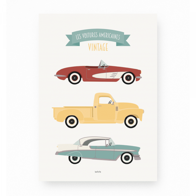 lutin-petit-pois_affiche-les-voitures-americaines-vintage