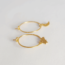 Boucles D'oreilles Créoles Lune Et Etoile Filante - Adorabili