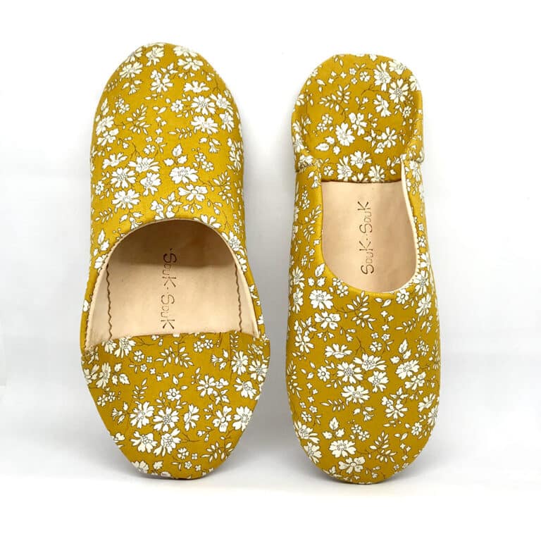 Babouches adulte en Liberty Capel moutarde