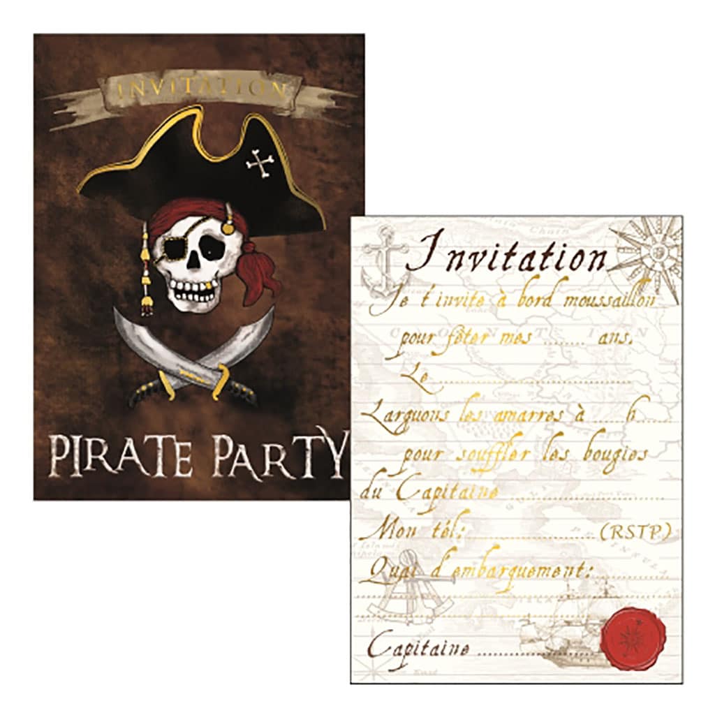 8 Cartes D Invitations Et 8 Enveloppes Pirate Little Marmaille