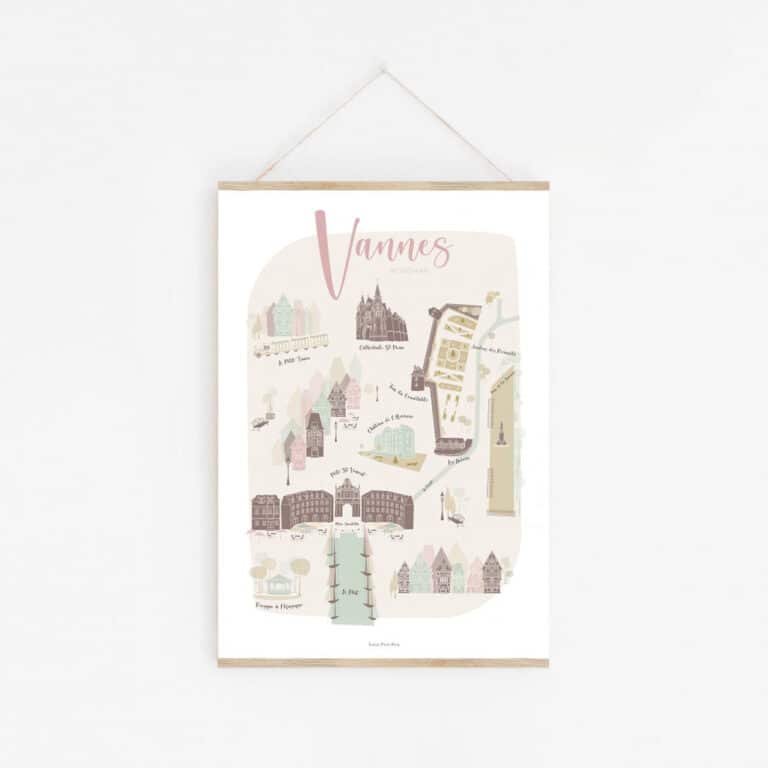 Affiche ma jolie ville de Vannes avec barre magnétique