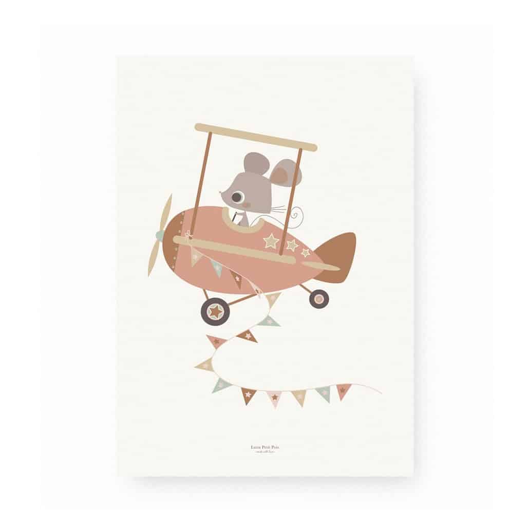 Affiche Souris Pilote D Avion Rose Little Marmaille Affiche Souris Pilote D Avion Rose Little Marmaille