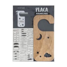 Plaque De Porte Personnalisable En Bois - Lune - Vintuin