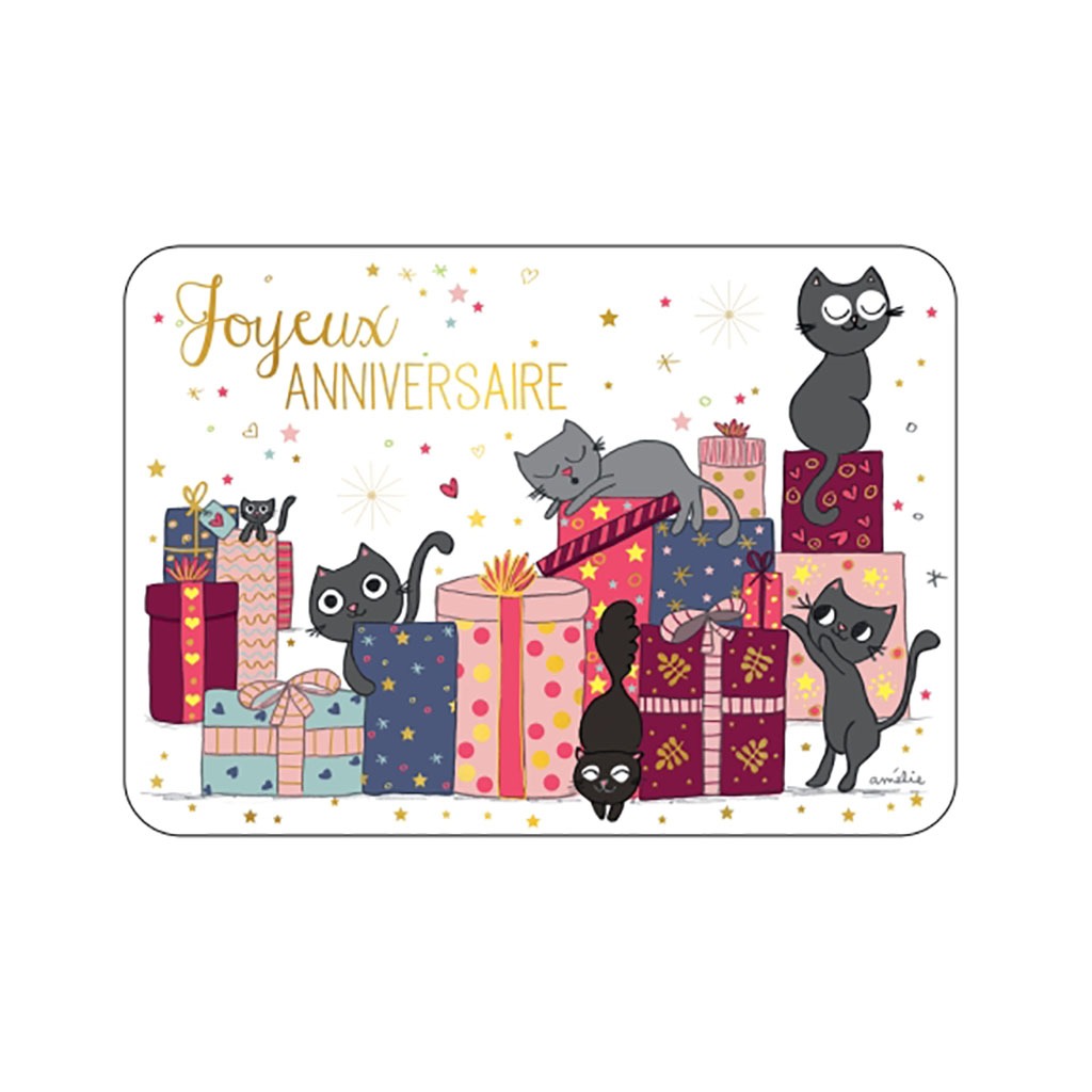 Carte - Joyeux Anniversaire - Chat