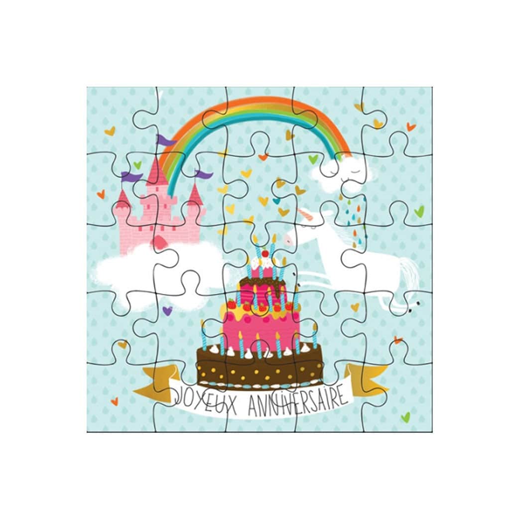 Carte Puzzle Joyeux Anniversaire Licorne Little Marmaille