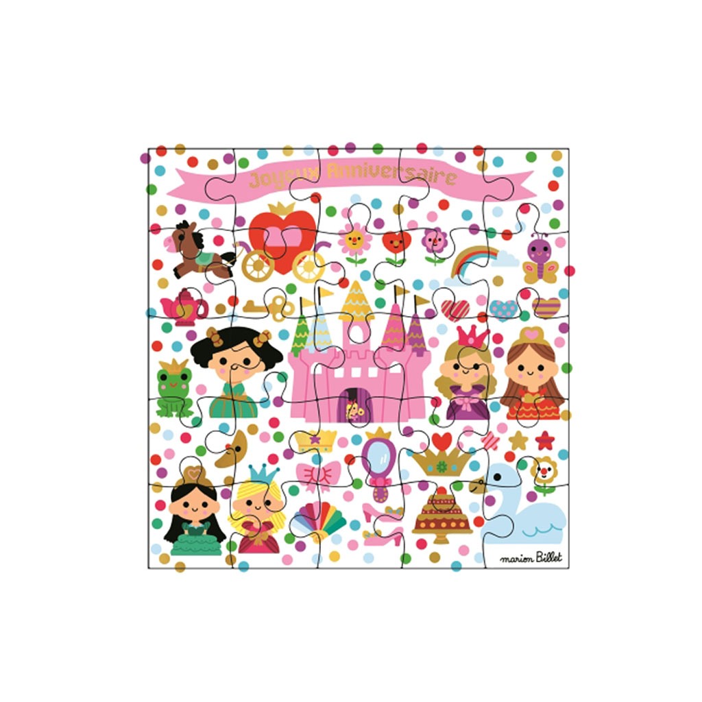 carte puzzle anniversaire princesse