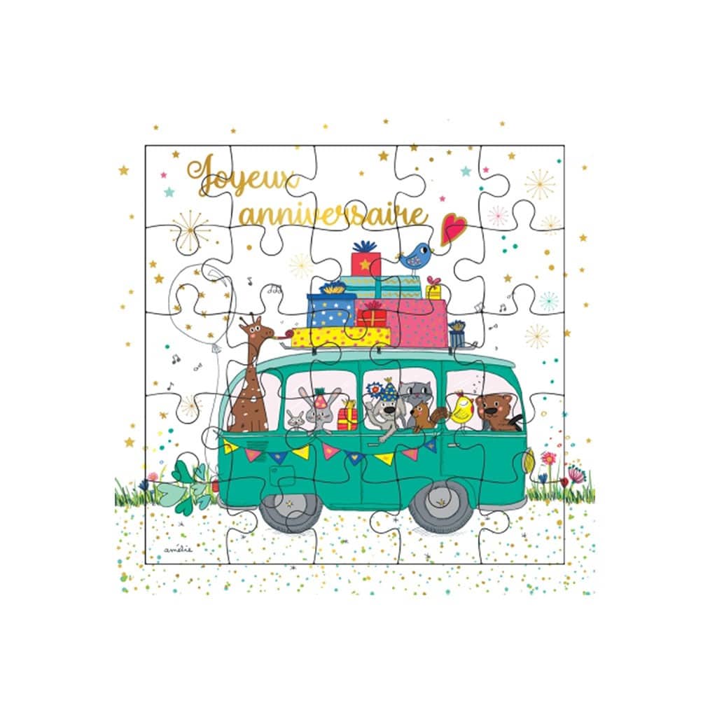 Carte Puzzle Joyeux Anniversaire Animaux Dans La Caravane Little Marmaille Carte Puzzle Joyeux Anniversaire Animaux Dans La Caravane Little Marmaille