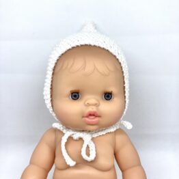 Béguin Pointu Tricot - Blanc - Pour Poupée Gordis Minikane