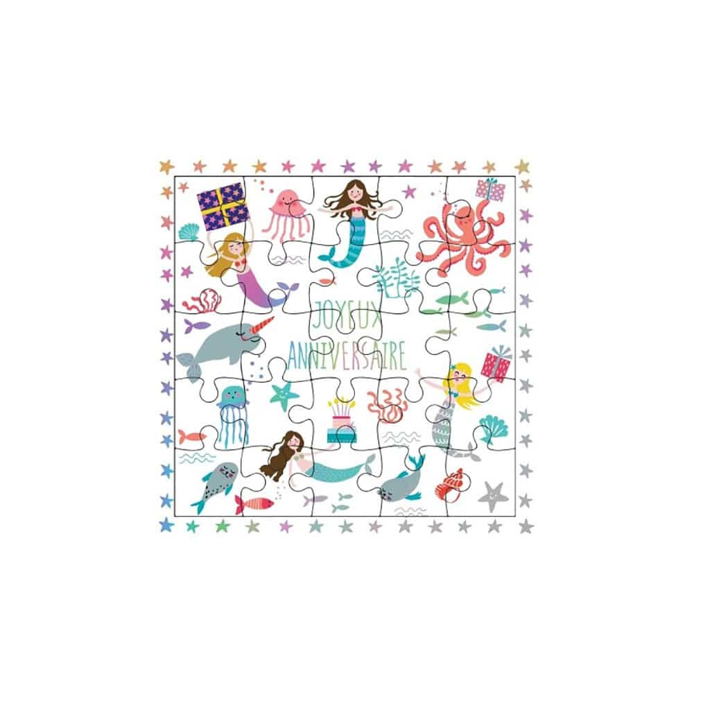 Carte Puzzle Joyeux Anniversaire Sirene Little Marmaille Carte Puzzle Joyeux Anniversaire Sirene Little Marmaille