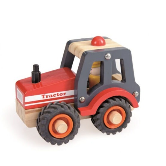 tracteur rouge bois