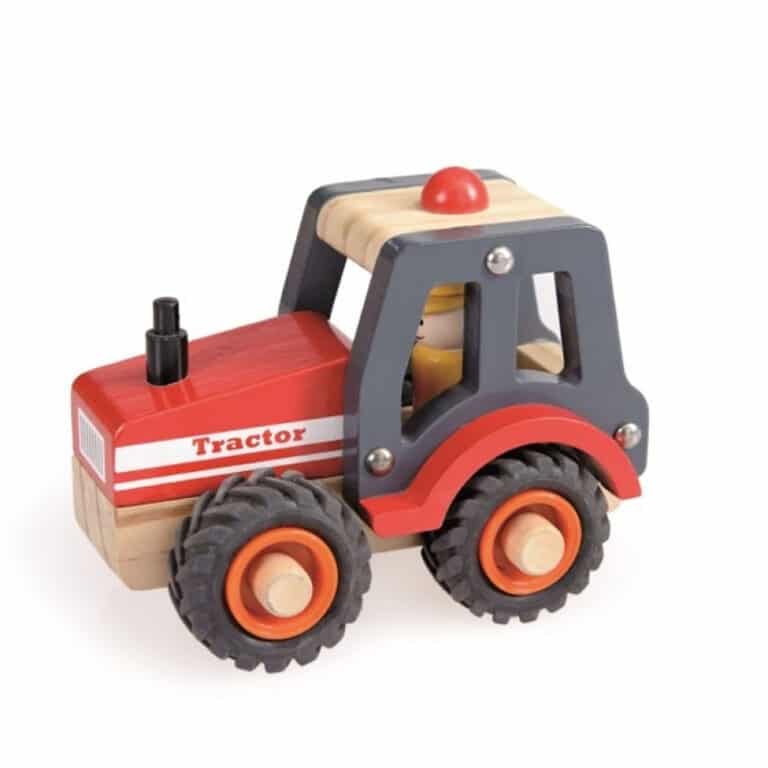 tracteur rouge bois