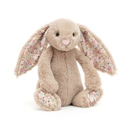 Doudou Lapin Beige Aux Oreilles Fleuries Roses - Jellycat