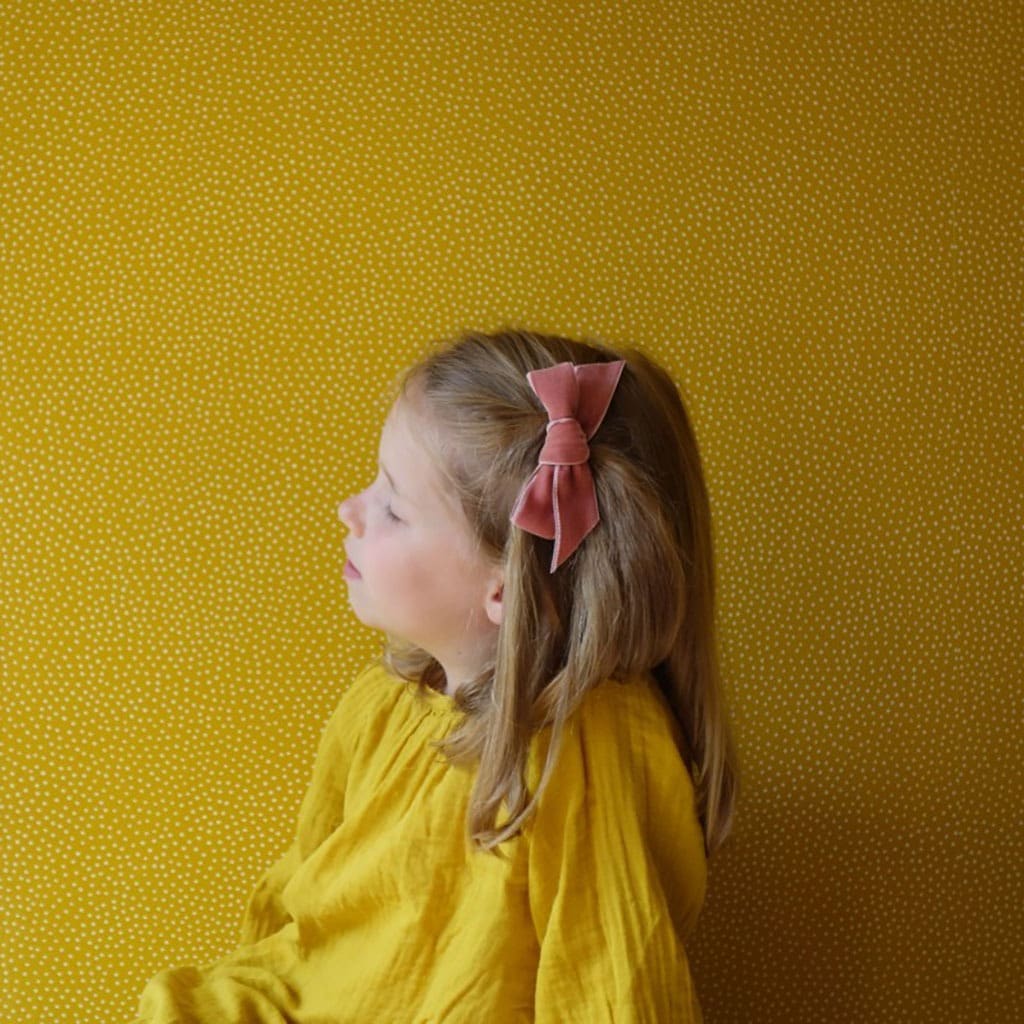 Barrette Grand Nœud Retro Velours Quartz Obi Obi Little Marmaille