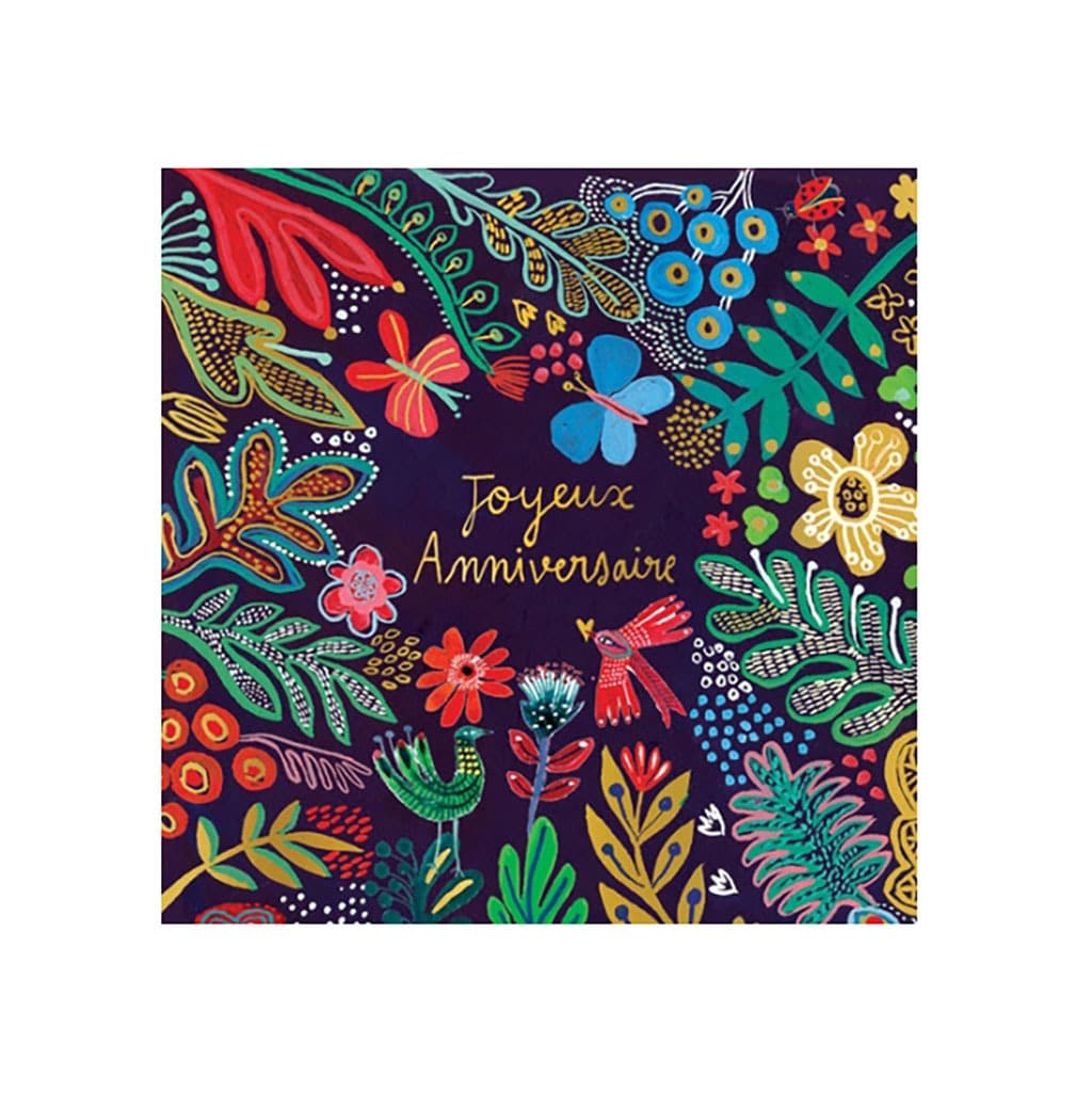 Carte Carre Joyeux Anniversaire Oiseaux Et Fleurs Little Marmaille