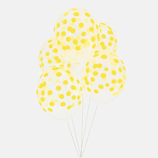 5 Ballons - Confettis Jaunes