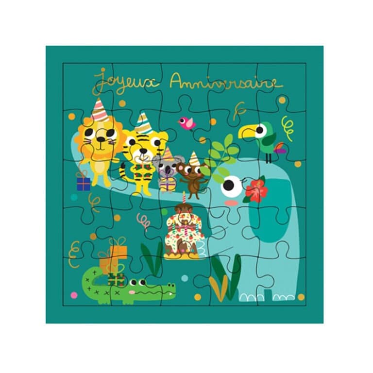 cartesdart_carte-puzzle-JOYEUX ANNIVERSAIRE- animaux de la jungle
