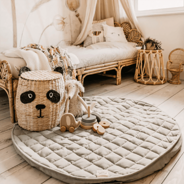 un tapis d'éveil play and go vert prairie, ambiance