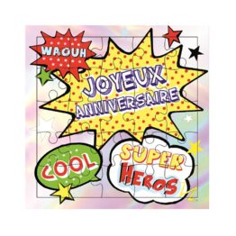 Carte Puzzle - Joyeux Anniversaire Super Héros