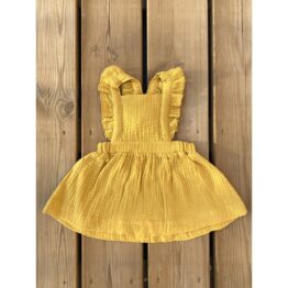 Robe Salopette Gaze De Coton - Moutarde