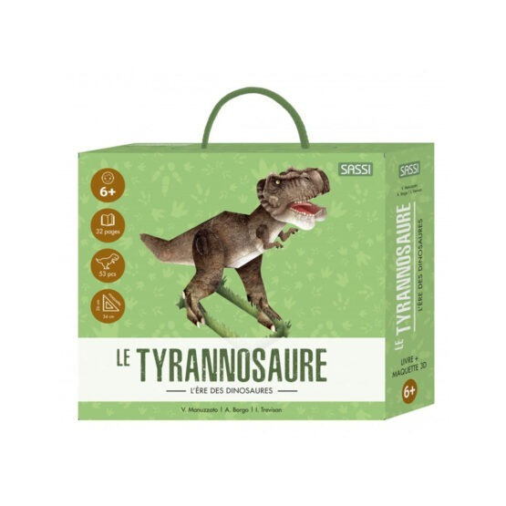 Un livre et une maquette sur le tyrannosaure