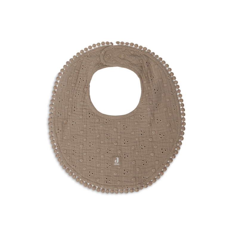 bavoir rond brodé couleur biscuit jollein