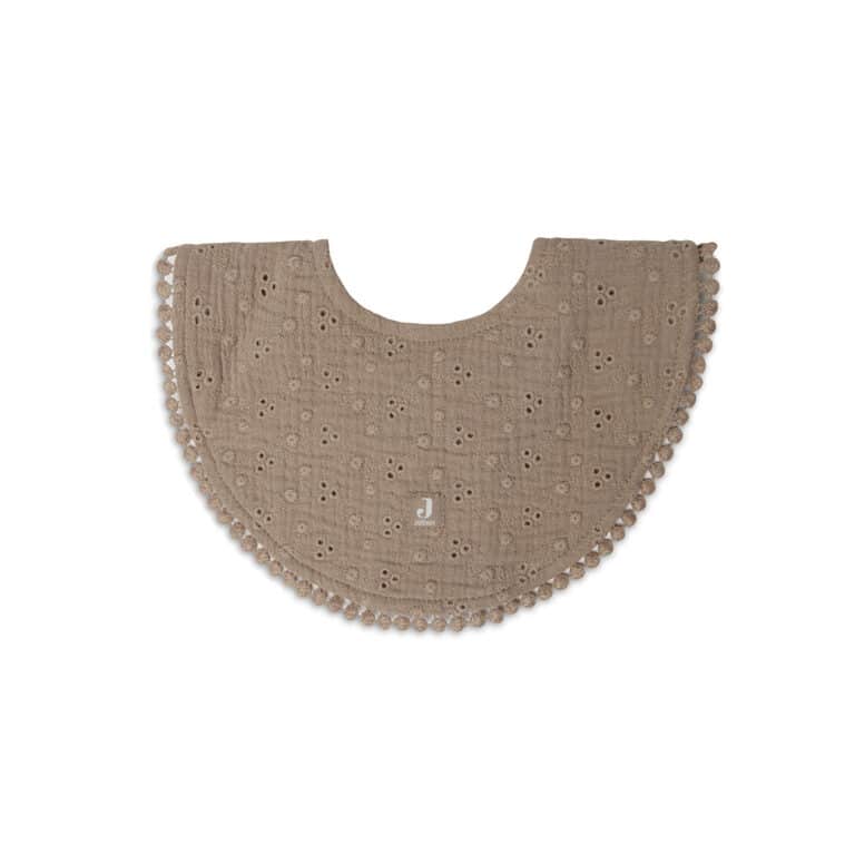 bavoir rond brodé couleur ivoire