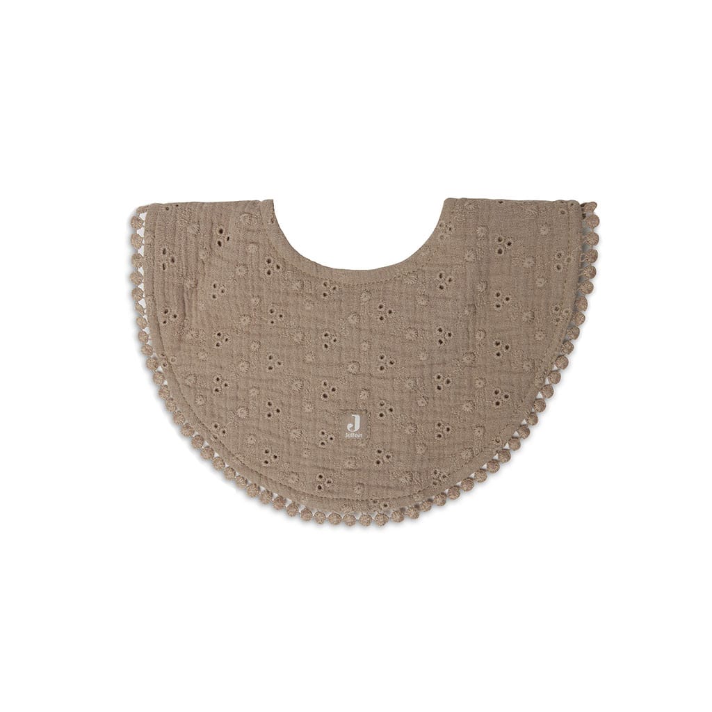 bavoir rond brodé couleur ivoire
