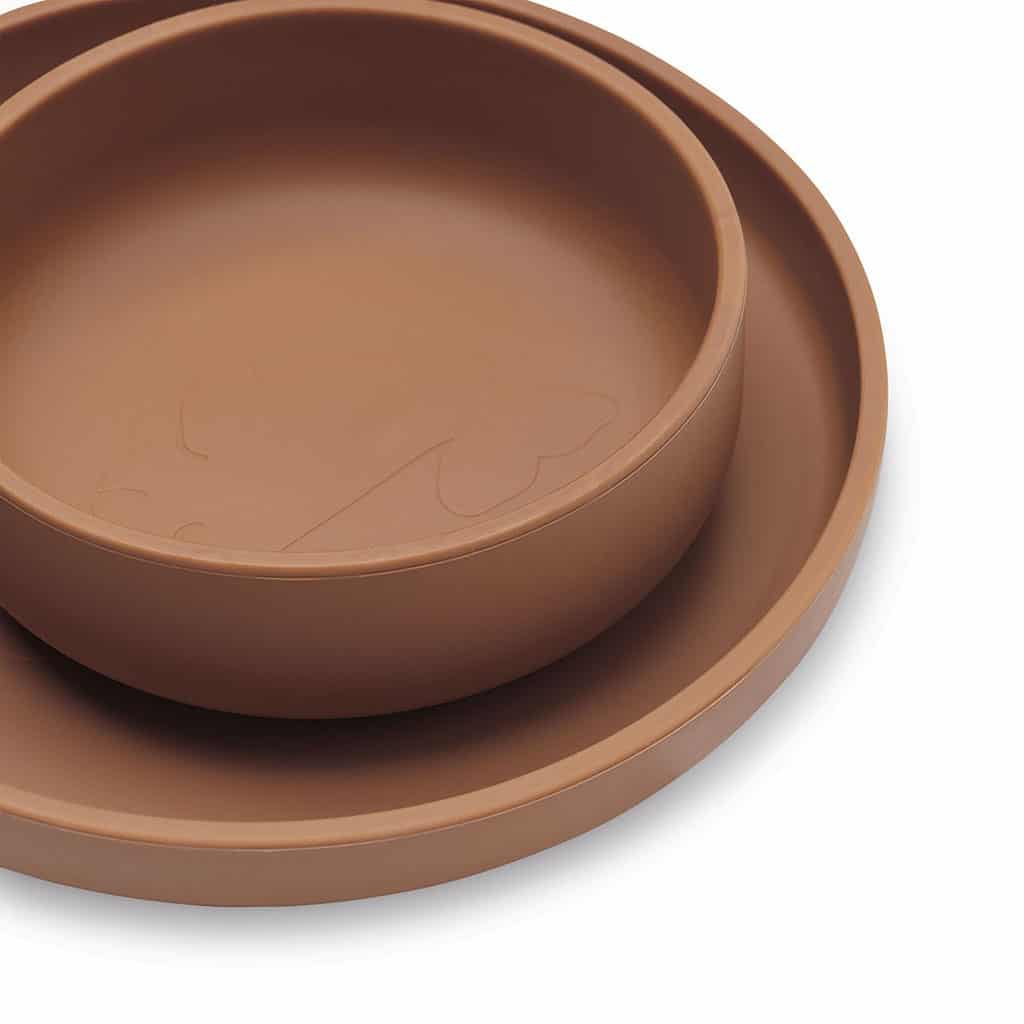 assiette et bol silicone caramel
