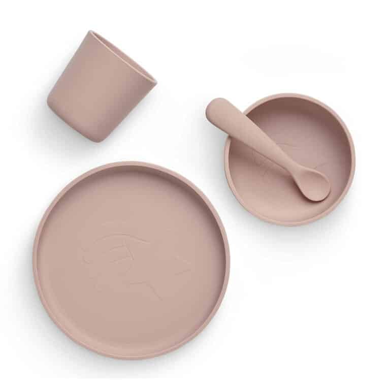 set de repas rose en silicone jollein