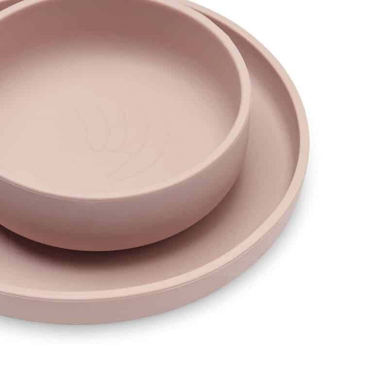 assiette et bol roses en silicone jollein