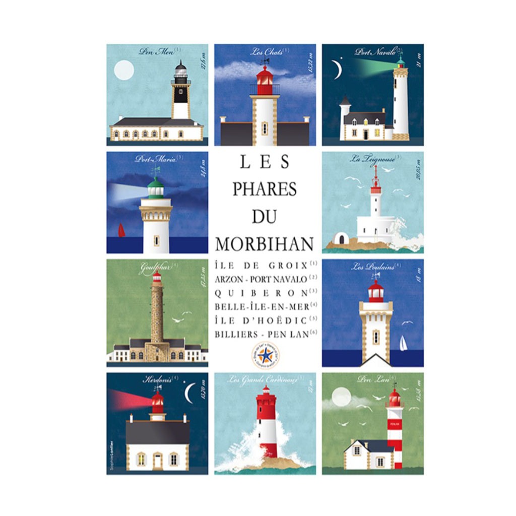 affiche les phares du Morbihan vue de face sur fond blanc