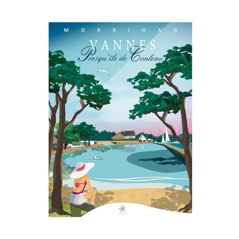 carte presqu'île de Conleau à Vannes, vue de face sur fond blanc