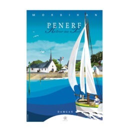 carte retour au port de Penerf, vue de face sur fond blanc