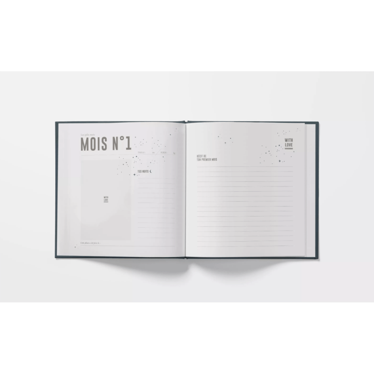 livre de naissance zakuw céleste couleur neige pge premier mois sur fond blanc